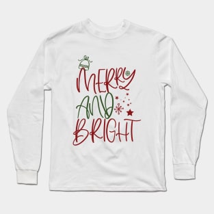 merry and bright christmas happy kids holidays Long Sleeve T-Shirt